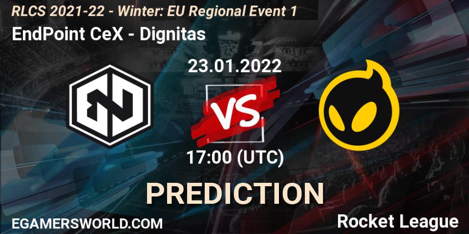 Prognose für das Spiel EndPoint CeX VS Dignitas. 23.01.2022 at 16:45. Rocket League - RLCS 2021-22 - Winter: EU Regional Event 1