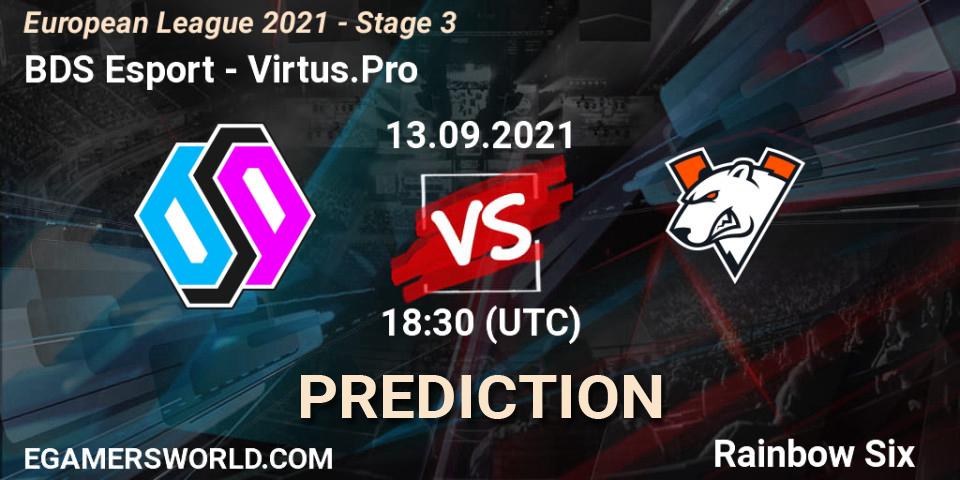 Prognose für das Spiel BDS Esport VS Virtus.Pro. 13.09.2021 at 18:30. Rainbow Six - European League 2021 - Stage 3