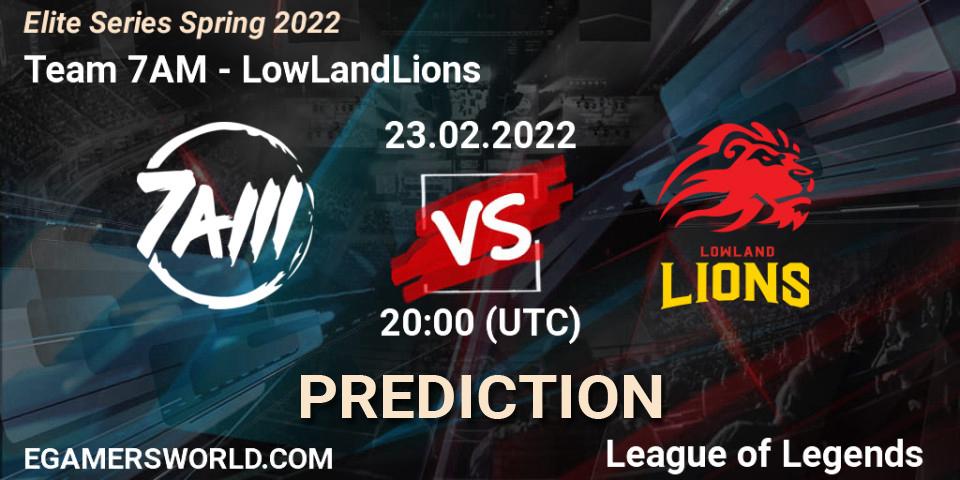 Prognose für das Spiel Team 7AM VS LowLandLions. 23.02.2022 at 20:00. LoL - Elite Series Spring 2022