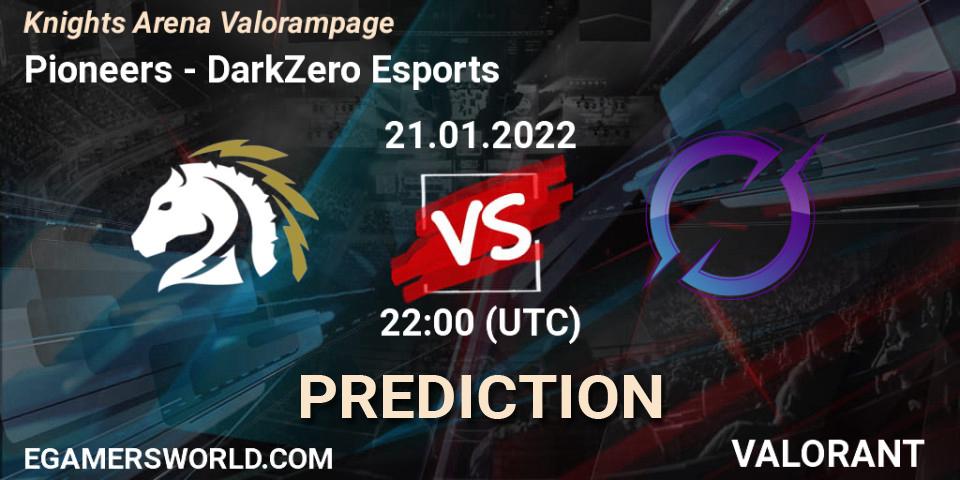 Prognose für das Spiel Pioneers VS DarkZero Esports. 21.01.2022 at 22:00. VALORANT - Knights Arena Valorampage