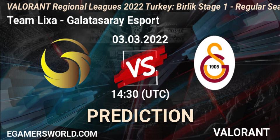 Prognose für das Spiel Team Lixa VS Galatasaray Esport. 03.03.2022 at 14:30. VALORANT - VALORANT Regional Leagues 2022 Turkey: Birlik Stage 1 - Regular Season