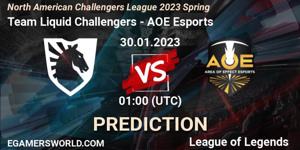 Prognose für das Spiel Team Liquid Challengers VS AOE Esports. 30.01.23. LoL - NACL 2023 Spring - Group Stage