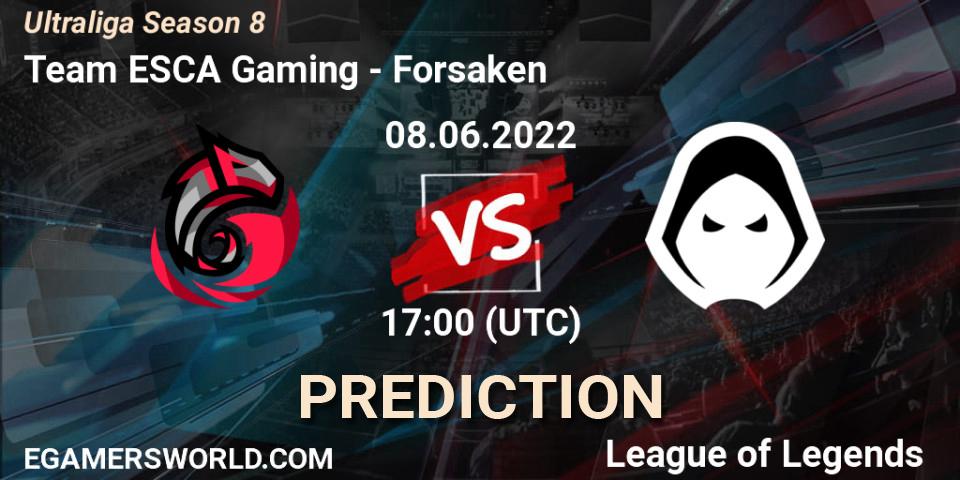 Prognose für das Spiel Team ESCA Gaming VS Forsaken. 08.06.2022 at 17:10. LoL - Ultraliga Season 8