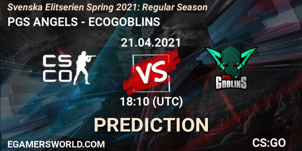 Prognose für das Spiel PGS ANGELS VS ECOGOBLINS. 21.04.2021 at 18:10. Counter-Strike (CS2) - Svenska Elitserien Spring 2021: Regular Season