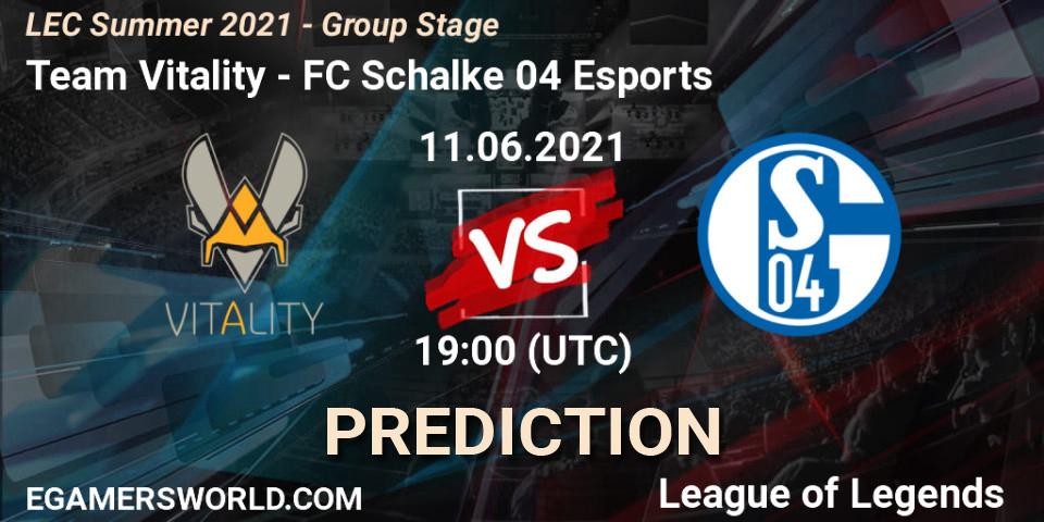 Prognose für das Spiel Team Vitality VS FC Schalke 04 Esports. 11.06.21. LoL - LEC Summer 2021 - Group Stage