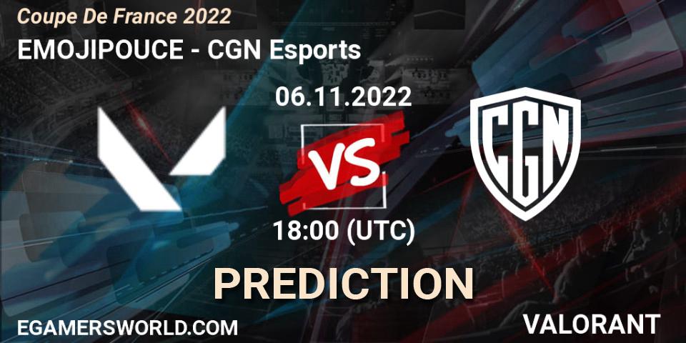 Prognose für das Spiel EMOJIPOUCE VS CGN Esports. 06.11.22. VALORANT - Coupe De France 2022