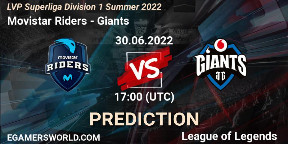 Prognose für das Spiel Movistar Riders VS Giants. 30.06.2022 at 17:00. LoL - LVP Superliga Division 1 Summer 2022