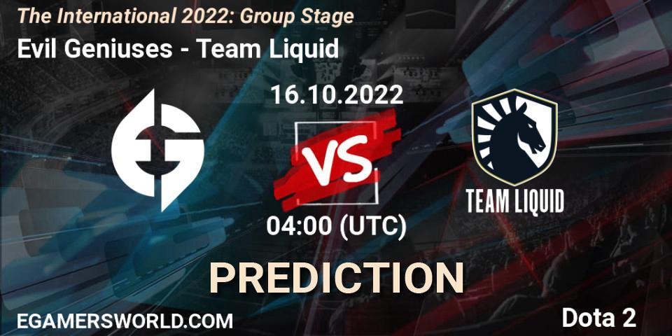Prognose für das Spiel Evil Geniuses VS Team Liquid. 16.10.22. Dota 2 - The International 2022: Group Stage