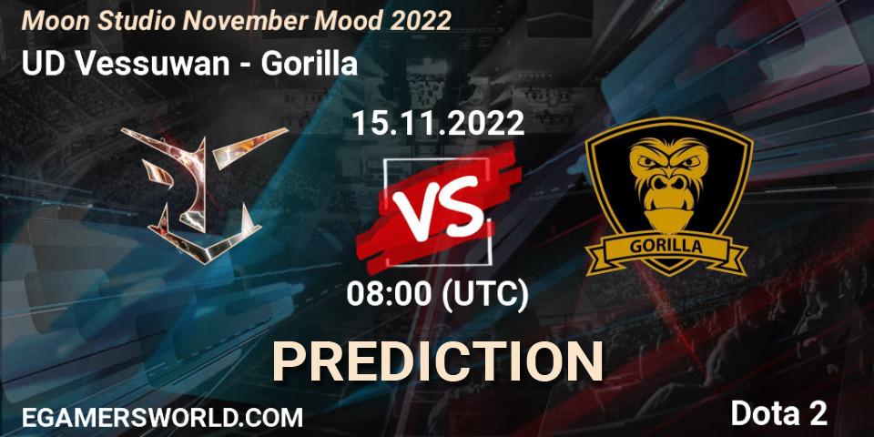 Prognose für das Spiel UD Vessuwan VS Gorilla. 15.11.22. Dota 2 - Moon Studio November Mood 2022