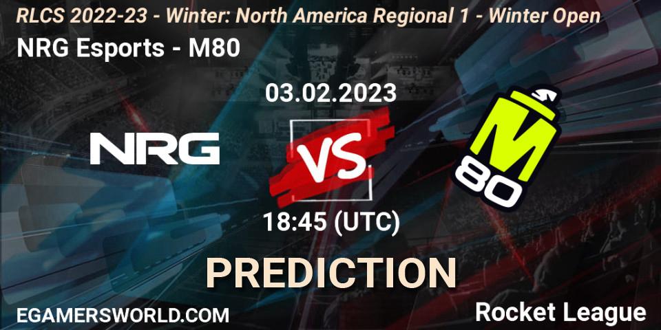 Prognose für das Spiel NRG Esports VS M80. 03.02.23. Rocket League - RLCS 2022-23 - Winter: North America Regional 1 - Winter Open