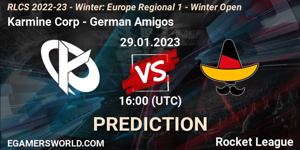 Prognose für das Spiel Karmine Corp VS German Amigos. 29.01.23. Rocket League - RLCS 2022-23 - Winter: Europe Regional 1 - Winter Open