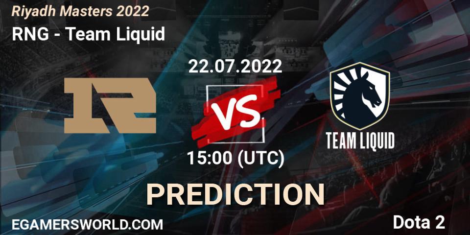 Prognose für das Spiel RNG VS Team Liquid. 22.07.22. Dota 2 - Riyadh Masters 2022