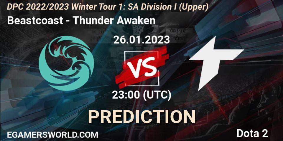 Prognose für das Spiel Beastcoast VS Thunder Awaken. 26.01.2023 at 23:12. Dota 2 - DPC 2022/2023 Winter Tour 1: SA Division I (Upper) 