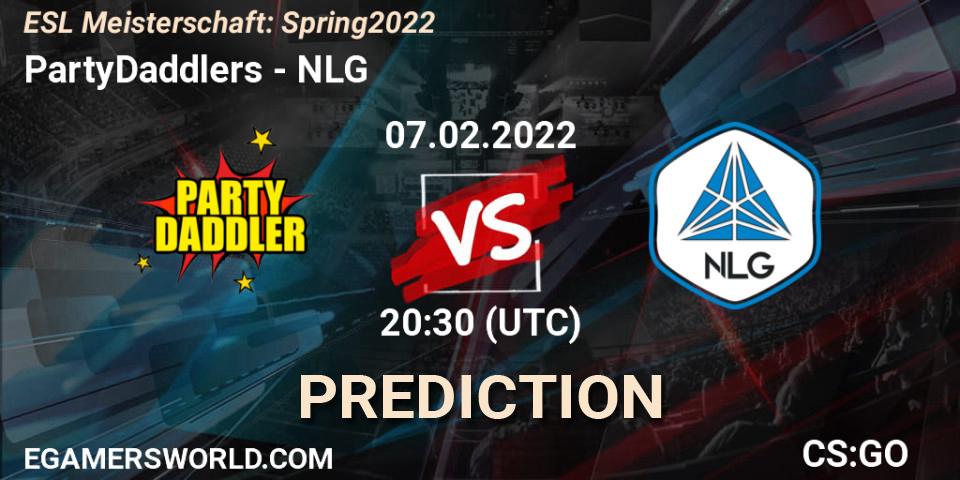 Prognose für das Spiel PartyDaddlers VS NLG. 07.02.2022 at 20:30. Counter-Strike (CS2) - ESL Meisterschaft: Spring 2022