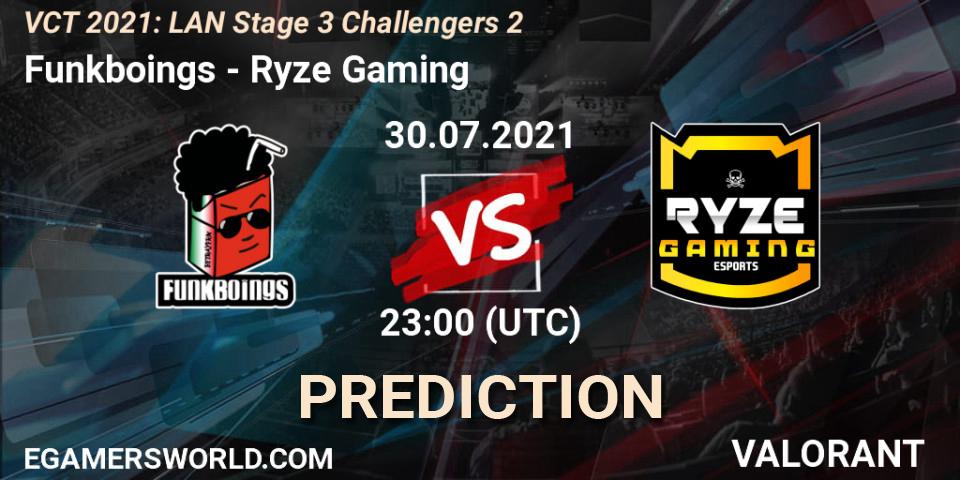 Prognose für das Spiel Funkboings VS Ryze Gaming. 30.07.2021 at 23:00. VALORANT - VCT 2021: LAN Stage 3 Challengers 2