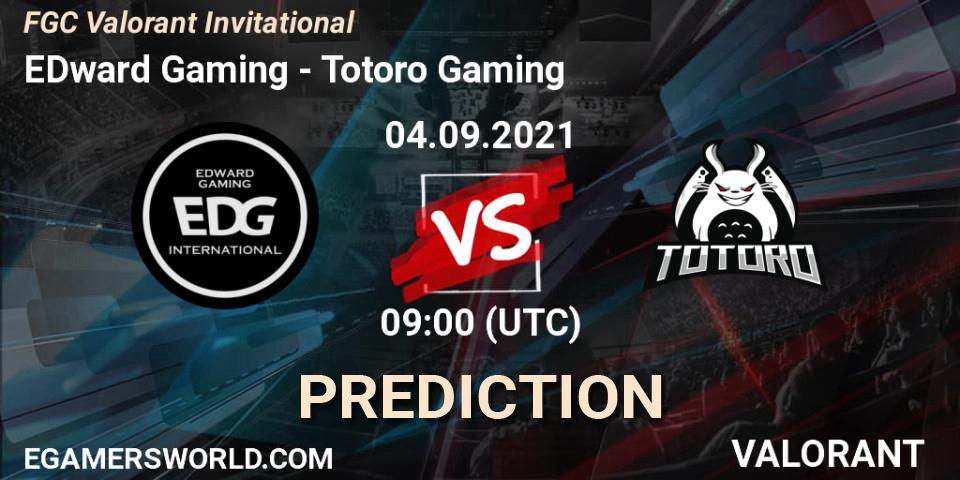 Prognose für das Spiel EDward Gaming VS Totoro Gaming. 04.09.2021 at 09:30. VALORANT - FGC Valorant Invitational