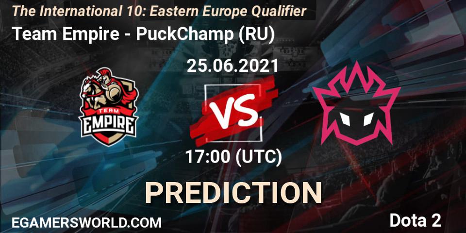 Prognose für das Spiel Team Empire VS PuckChamp. 25.06.21. Dota 2 - The International 10: Eastern Europe Qualifier