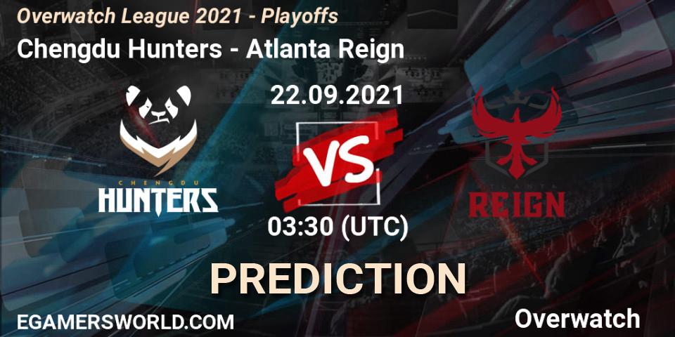 Prognose für das Spiel Chengdu Hunters VS Atlanta Reign. 22.09.21. Overwatch - Overwatch League 2021 - Playoffs