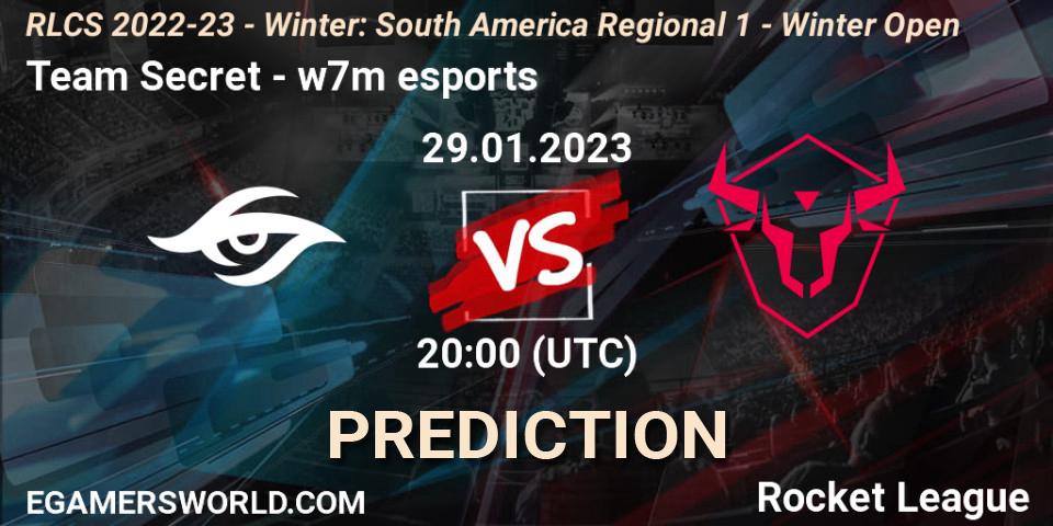 Prognose für das Spiel Team Secret VS w7m esports. 29.01.2023 at 20:00. Rocket League - RLCS 2022-23 - Winter: South America Regional 1 - Winter Open