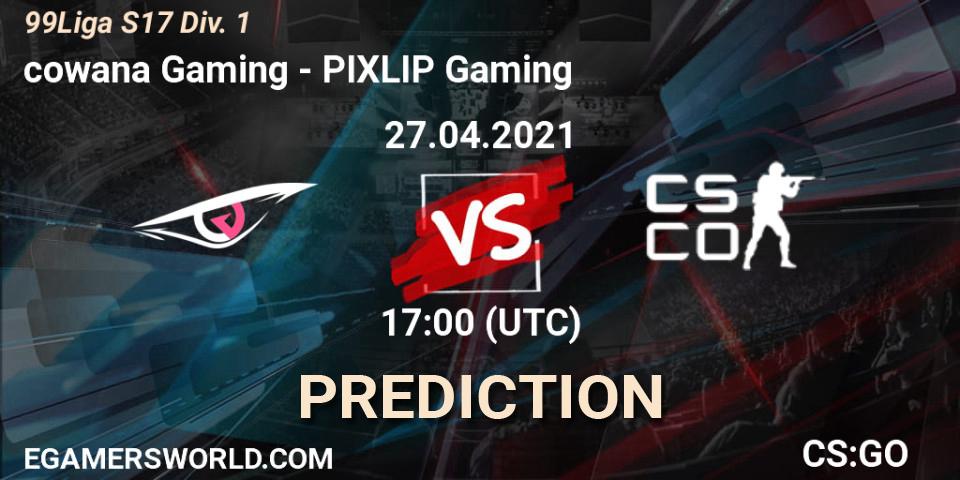 Prognose für das Spiel cowana Gaming VS PIXLIP Gaming. 27.04.2021 at 17:00. Counter-Strike (CS2) - 99Liga S17 Div. 1
