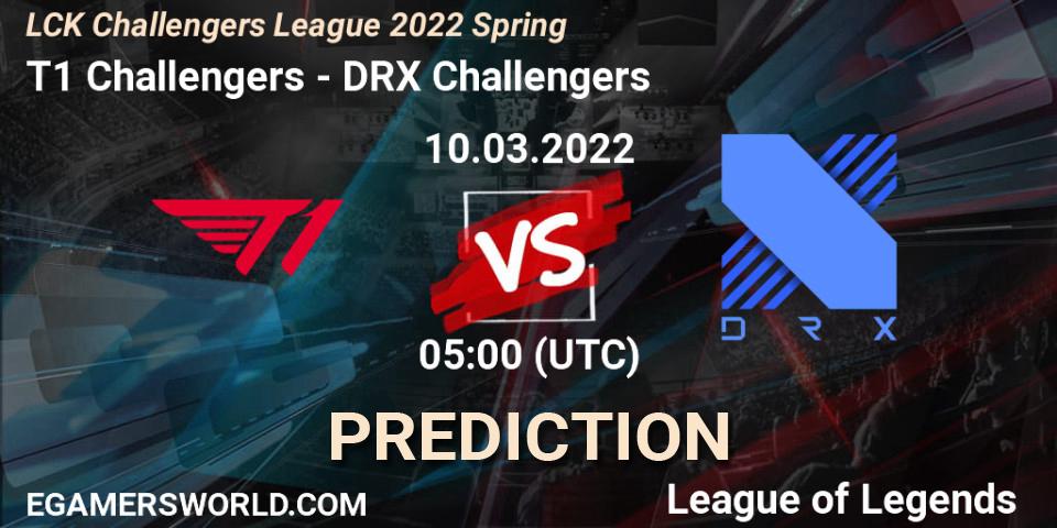 Prognose für das Spiel T1 Challengers VS DRX Challengers. 10.03.2022 at 05:00. LoL - LCK Challengers League 2022 Spring