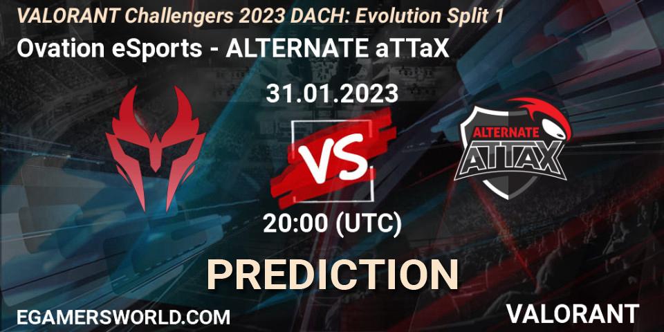 Prognose für das Spiel Ovation eSports VS ALTERNATE aTTaX. 31.01.23. VALORANT - VALORANT Challengers 2023 DACH: Evolution Split 1