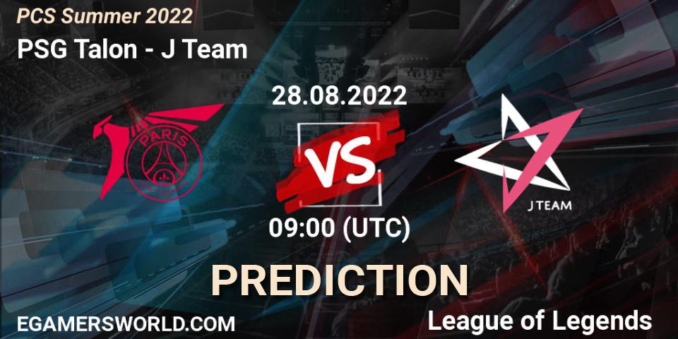 Prognose für das Spiel PSG Talon VS J Team. 28.08.22. LoL - PCS Summer 2022