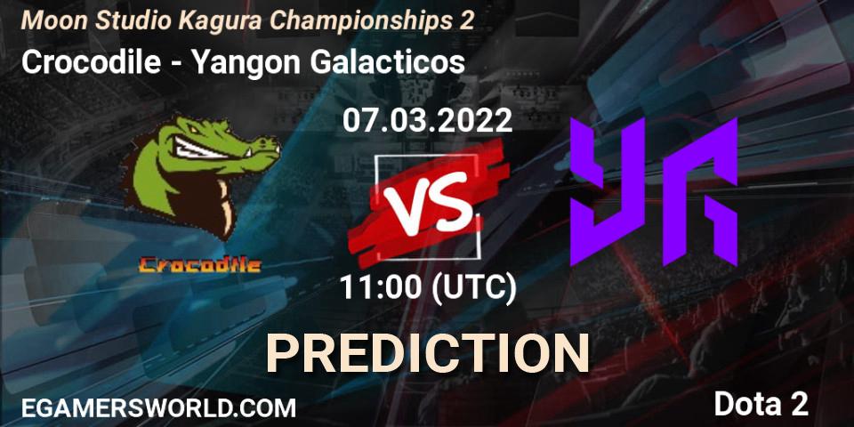 Prognose für das Spiel Crocodile VS Yangon Galacticos. 07.03.2022 at 12:36. Dota 2 - Moon Studio Kagura Championships 2