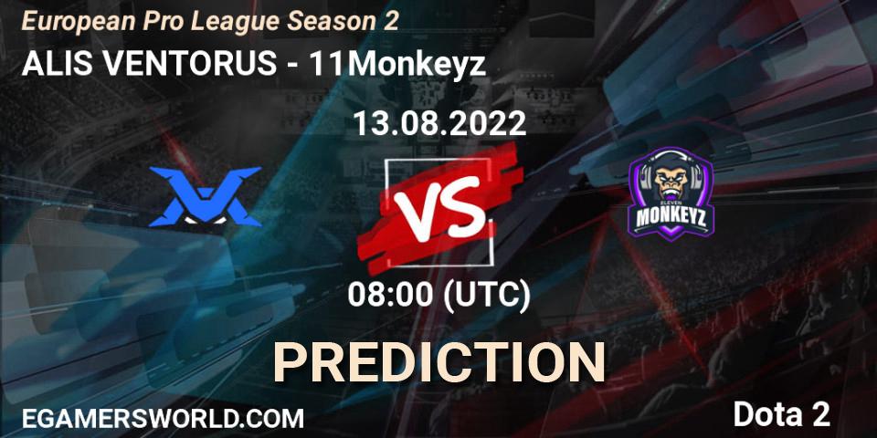 Prognose für das Spiel ALIS VENTORUS VS 11Monkeyz. 13.08.22. Dota 2 - European Pro League Season 2