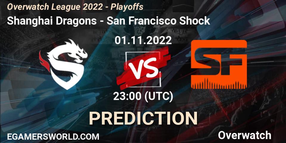 Prognose für das Spiel Shanghai Dragons VS San Francisco Shock. 01.11.2022 at 23:30. Overwatch - Overwatch League 2022 - Playoffs