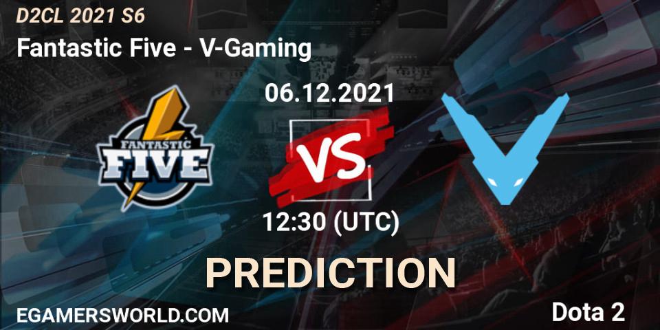 Prognose für das Spiel Fantastic Five VS V-Gaming. 06.12.2021 at 12:00. Dota 2 - Dota 2 Champions League 2021 Season 6