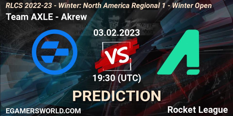 Prognose für das Spiel Team AXLE VS Akrew. 03.02.23. Rocket League - RLCS 2022-23 - Winter: North America Regional 1 - Winter Open
