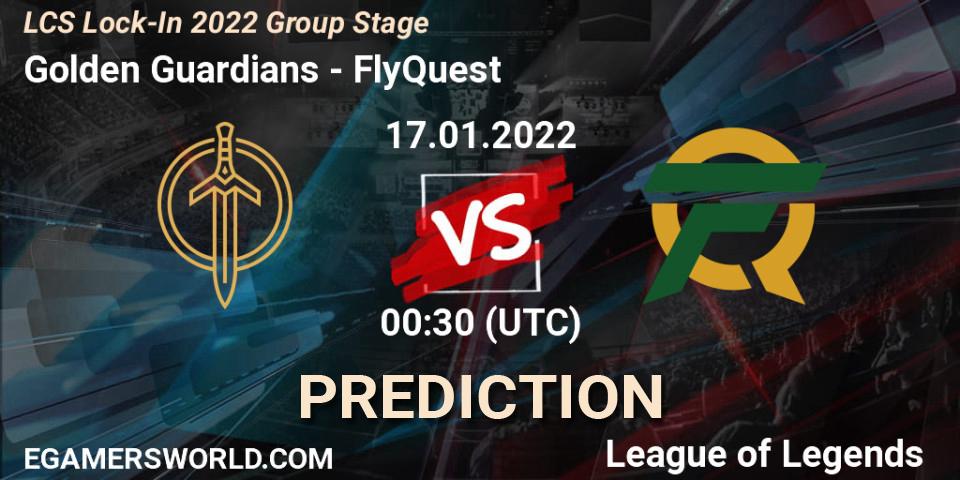 Prognose für das Spiel Golden Guardians VS FlyQuest. 17.01.2022 at 00:30. LoL - LCS Lock-In 2022 Group Stage