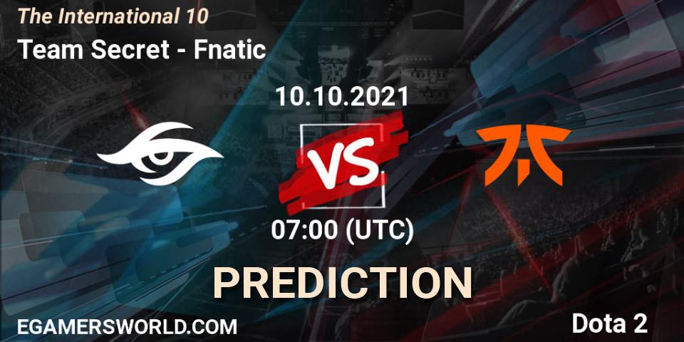 Prognose für das Spiel Team Secret VS Fnatic. 10.10.21. Dota 2 - The Internationa 2021