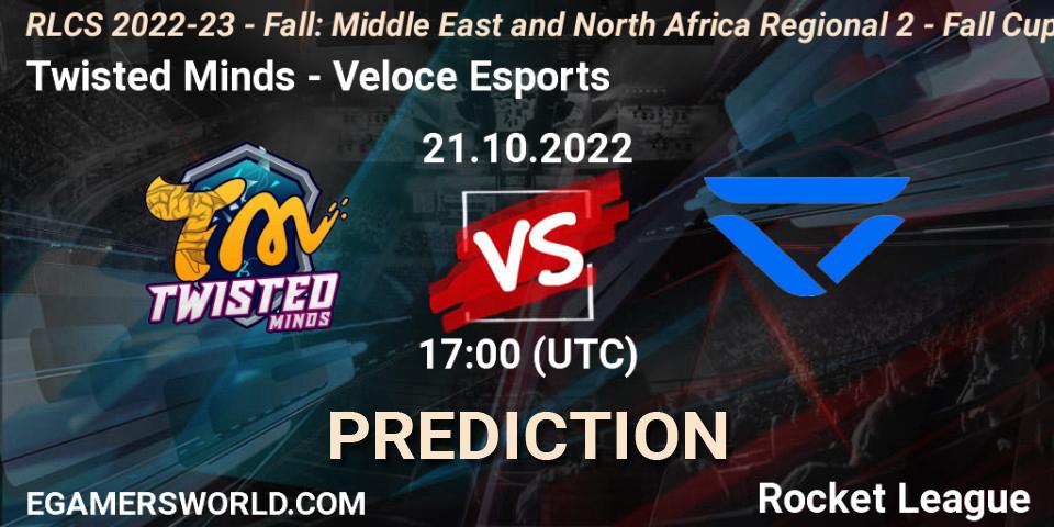 Prognose für das Spiel Twisted Minds VS Veloce Esports. 21.10.22. Rocket League - RLCS 2022-23 - Fall: Middle East and North Africa Regional 2 - Fall Cup
