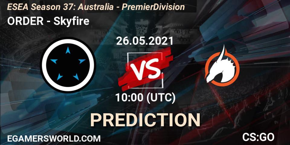 Prognose für das Spiel ORDER VS Skyfire. 08.06.21. CS2 (CS:GO) - ESEA Season 37: Australia - Premier Division