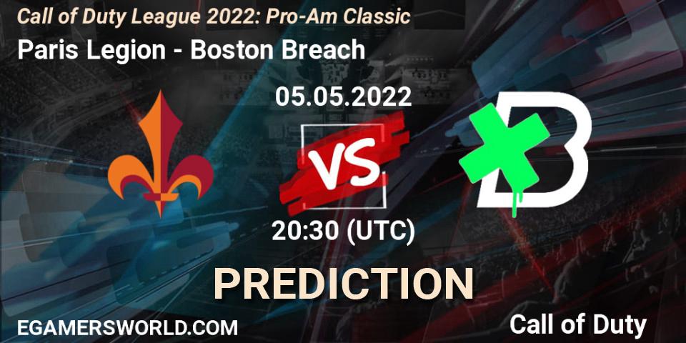 Prognose für das Spiel Paris Legion VS Boston Breach. 05.05.22. Call of Duty - Call of Duty League 2022: Pro-Am Classic