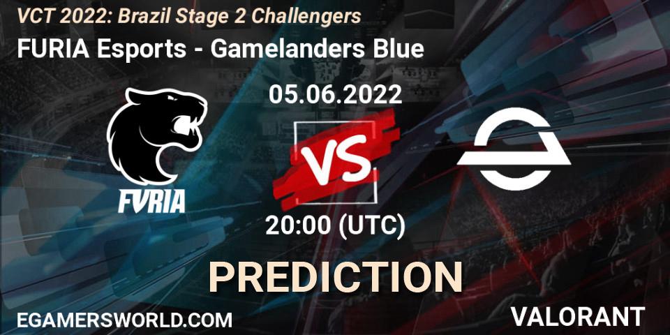 Prognose für das Spiel FURIA Esports VS Gamelanders Blue. 05.06.2022 at 20:00. VALORANT - VCT 2022: Brazil Stage 2 Challengers