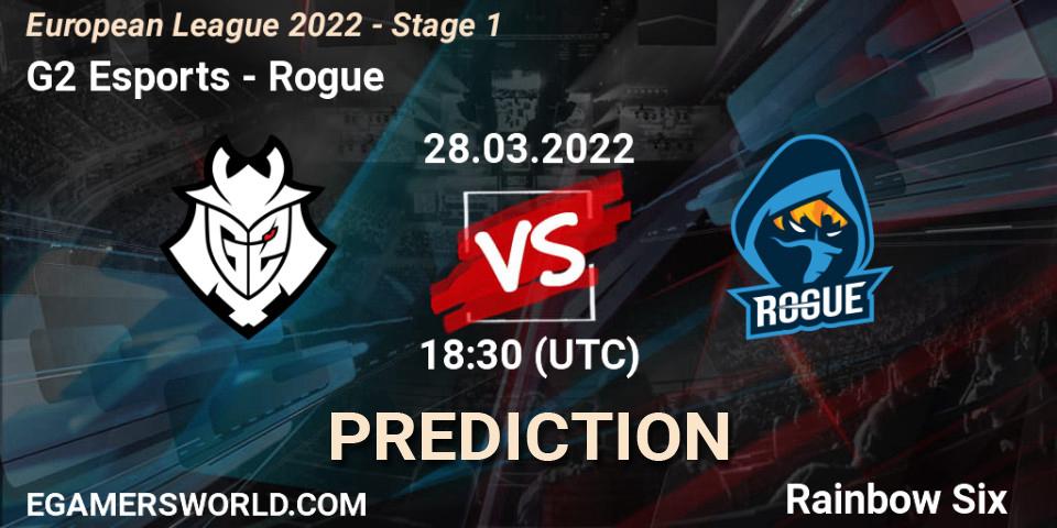 Prognose für das Spiel G2 Esports VS Rogue. 28.03.22. Rainbow Six - European League 2022 - Stage 1