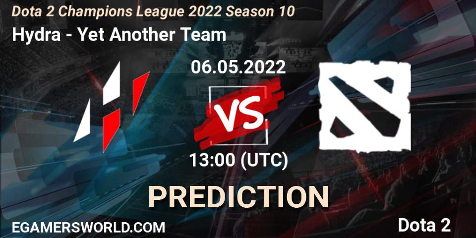 Prognose für das Spiel Hydra VS Yet Another Team. 06.05.2022 at 13:01. Dota 2 - Dota 2 Champions League 2022 Season 10 