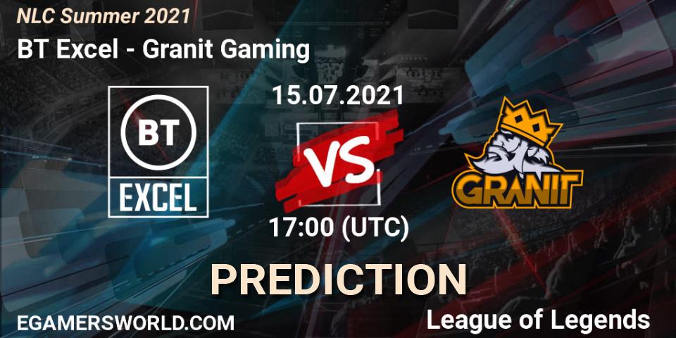 Prognose für das Spiel BT Excel VS Granit Gaming. 15.07.21. LoL - NLC Summer 2021