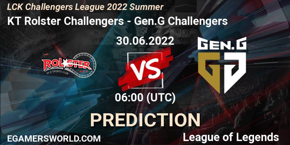 Prognose für das Spiel KT Rolster Challengers VS Gen.G Challengers. 30.06.2022 at 06:00. LoL - LCK Challengers League 2022 Summer