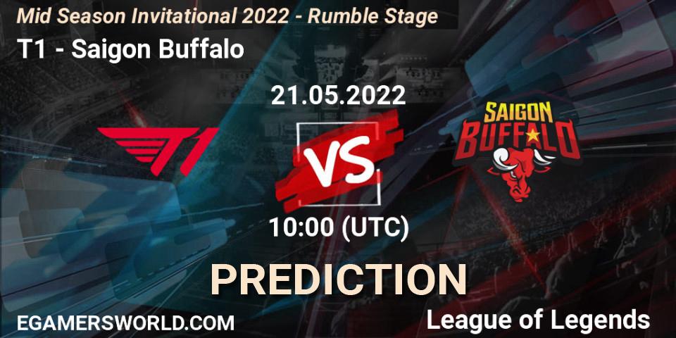 Prognose für das Spiel T1 VS Saigon Buffalo. 21.05.2022 at 10:00. LoL - Mid Season Invitational 2022 - Rumble Stage