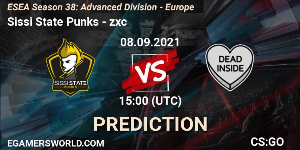 Prognose für das Spiel Sissi State Punks VS zxc. 08.09.2021 at 15:00. Counter-Strike (CS2) - ESEA Season 38: Advanced Division - Europe