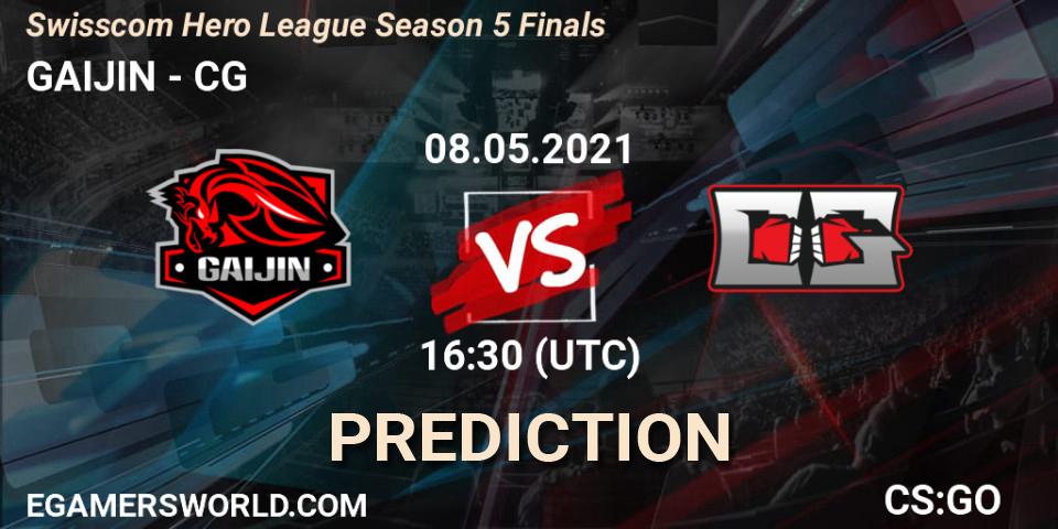 Prognose für das Spiel GAIJIN VS CG. 08.05.2021 at 16:45. Counter-Strike (CS2) - Swisscom Hero League Season 5 Finals