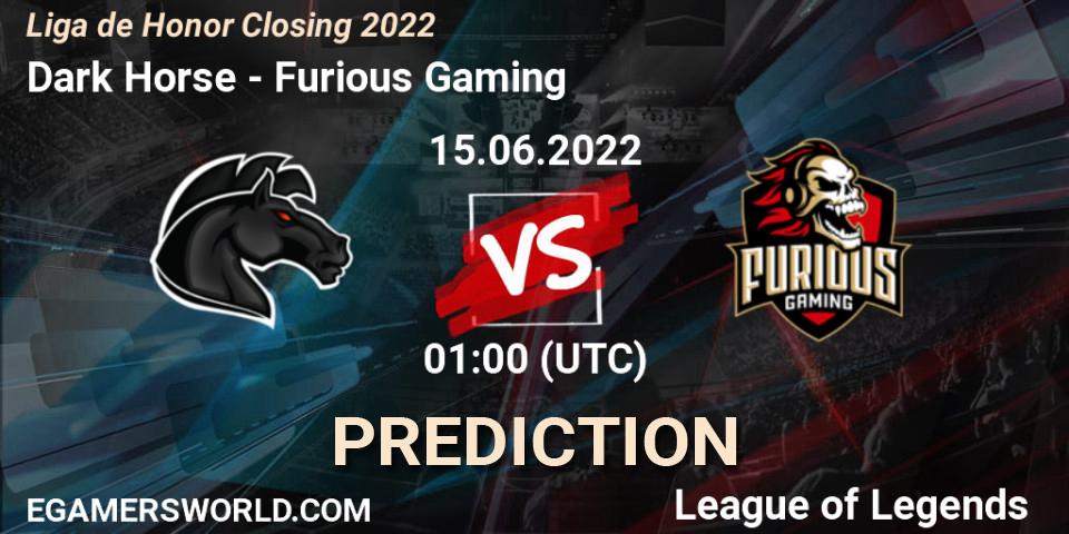 Prognose für das Spiel Dark Horse VS Furious Gaming. 15.06.22. LoL - Liga de Honor Closing 2022