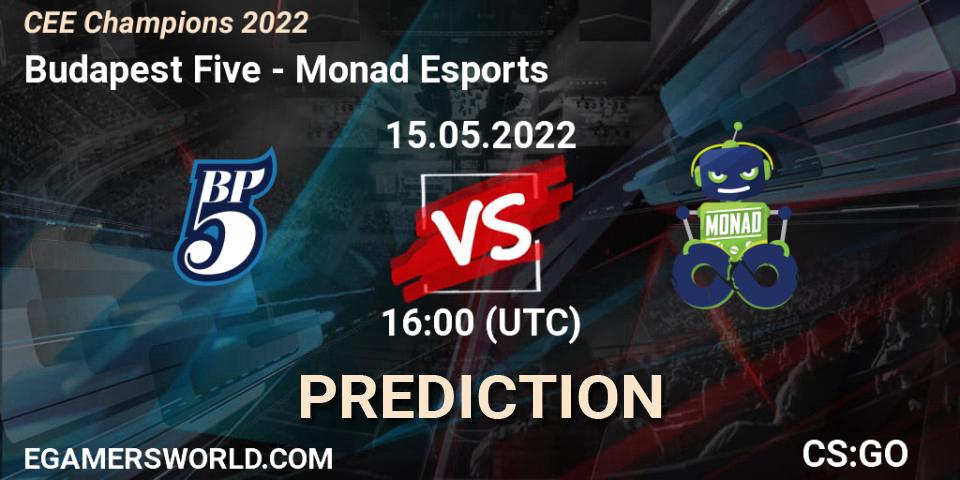 Prognose für das Spiel Budapest Five VS Monad Esports. 15.05.2022 at 16:00. Counter-Strike (CS2) - CEE Champions 2022