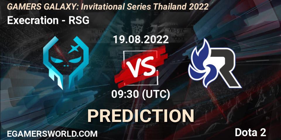 Prognose für das Spiel Execration VS RSG. 19.08.2022 at 10:00. Dota 2 - GAMERS GALAXY: Invitational Series Thailand 2022