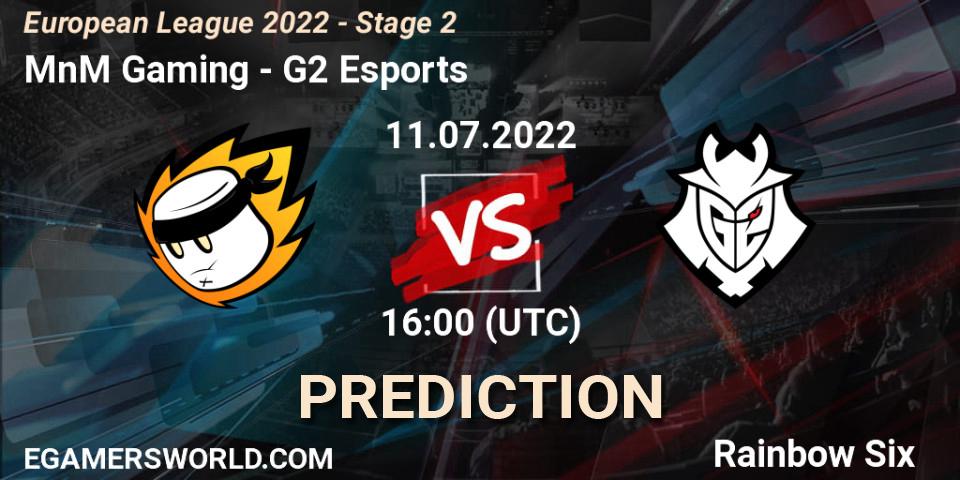 Prognose für das Spiel MnM Gaming VS G2 Esports. 11.07.2022 at 19:00. Rainbow Six - European League 2022 - Stage 2