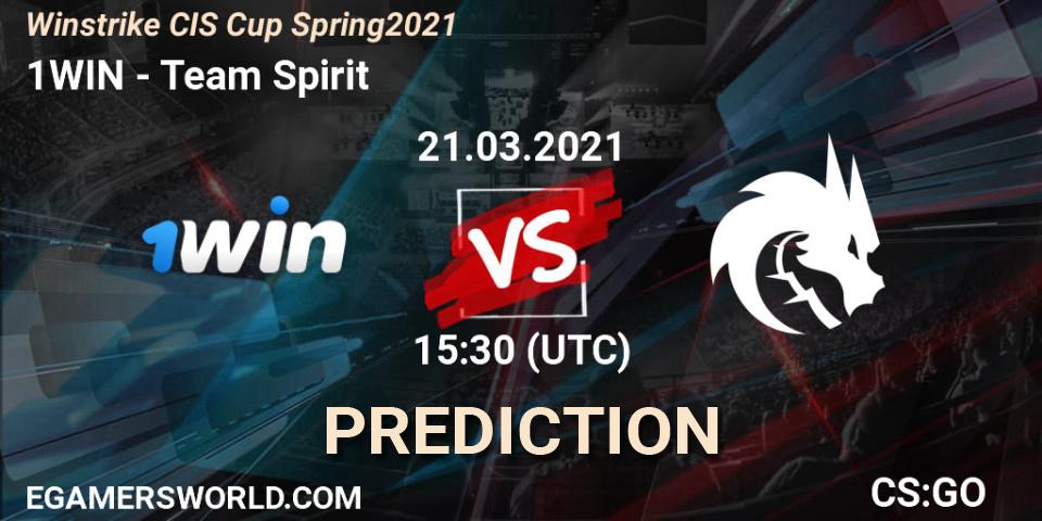 Prognose für das Spiel 1WIN VS Team Spirit. 21.03.2021 at 15:30. Counter-Strike (CS2) - Winstrike CIS Cup Spring 2021